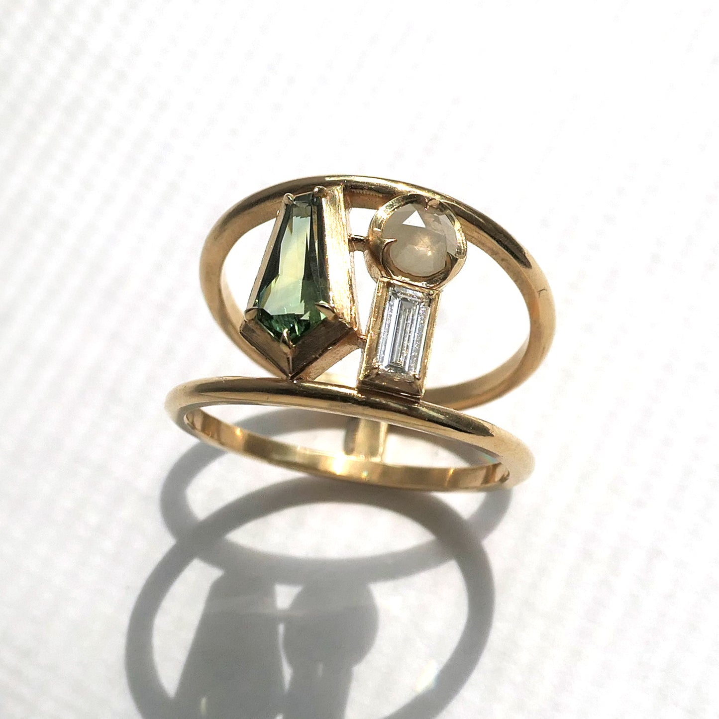 Double Banded Composition Ring With .62ct Sapphire