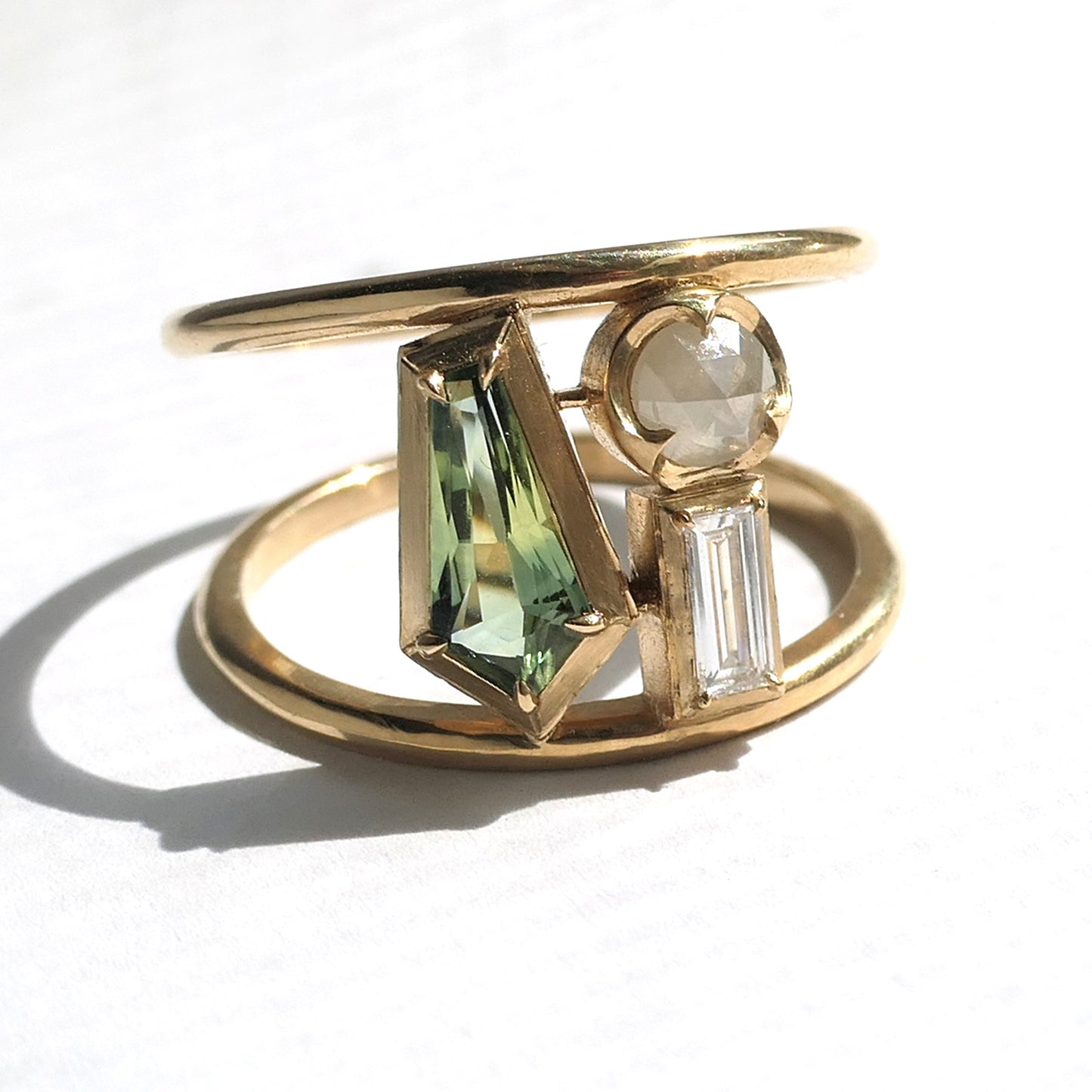 Double Banded Composition Ring With .62ct Sapphire