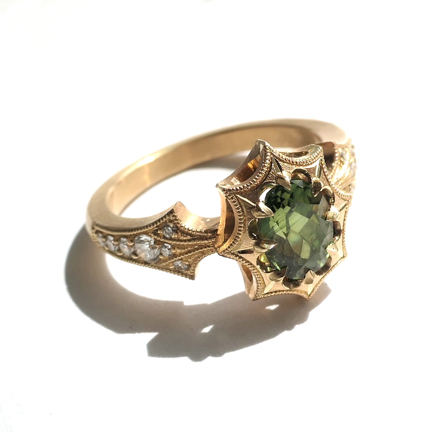 Dione Ring with 1.45ct Green Sapphire
