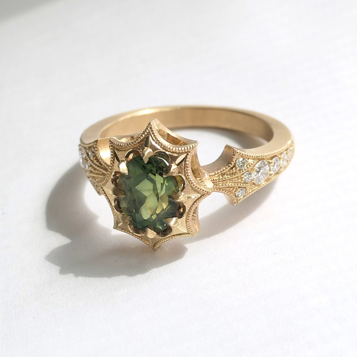 Dione Ring with 1.45ct Green Sapphire