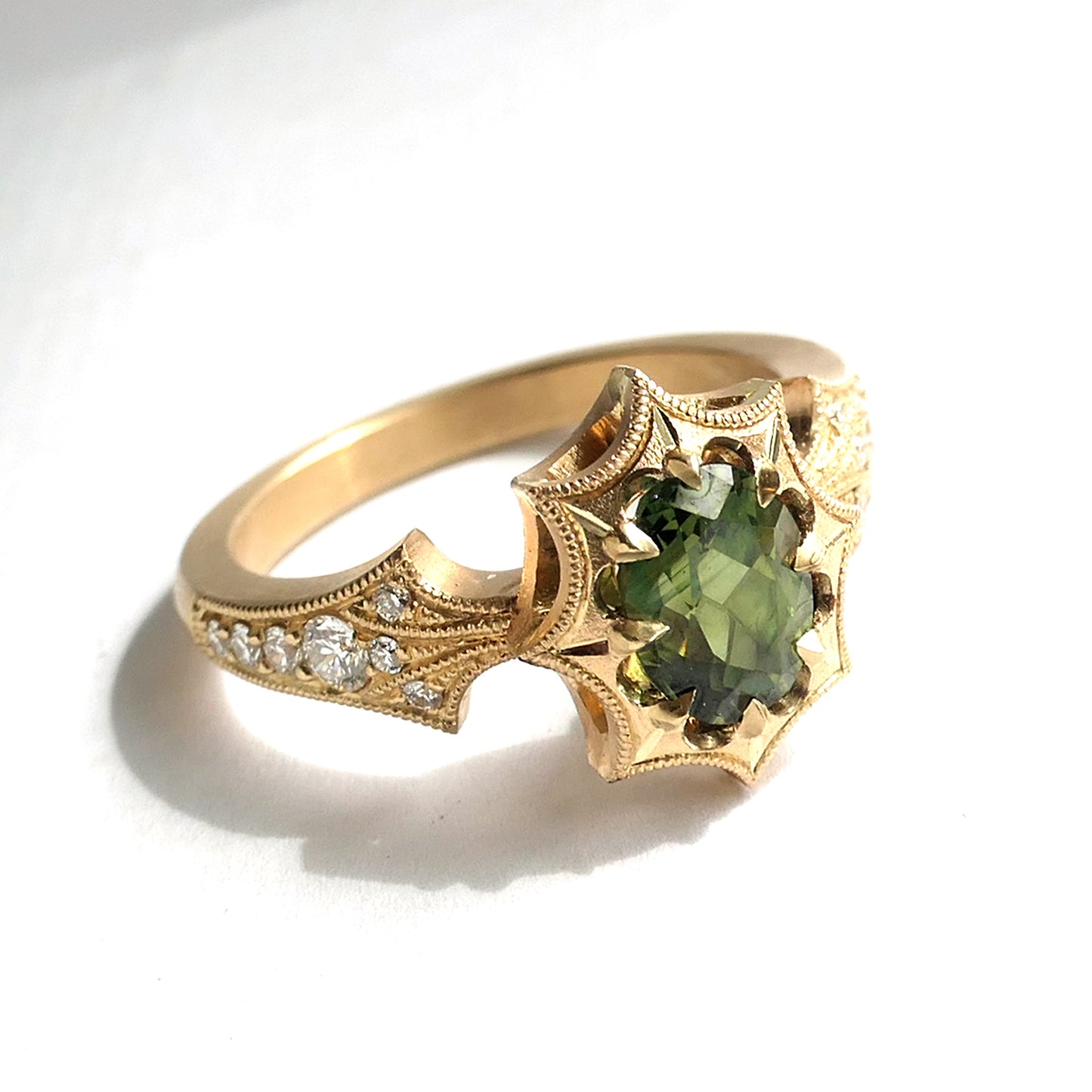 Dione Ring with 1.45ct Green Sapphire