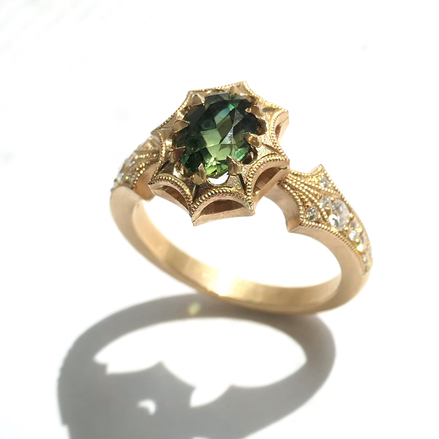 Dione Ring with 1.45ct Green Sapphire
