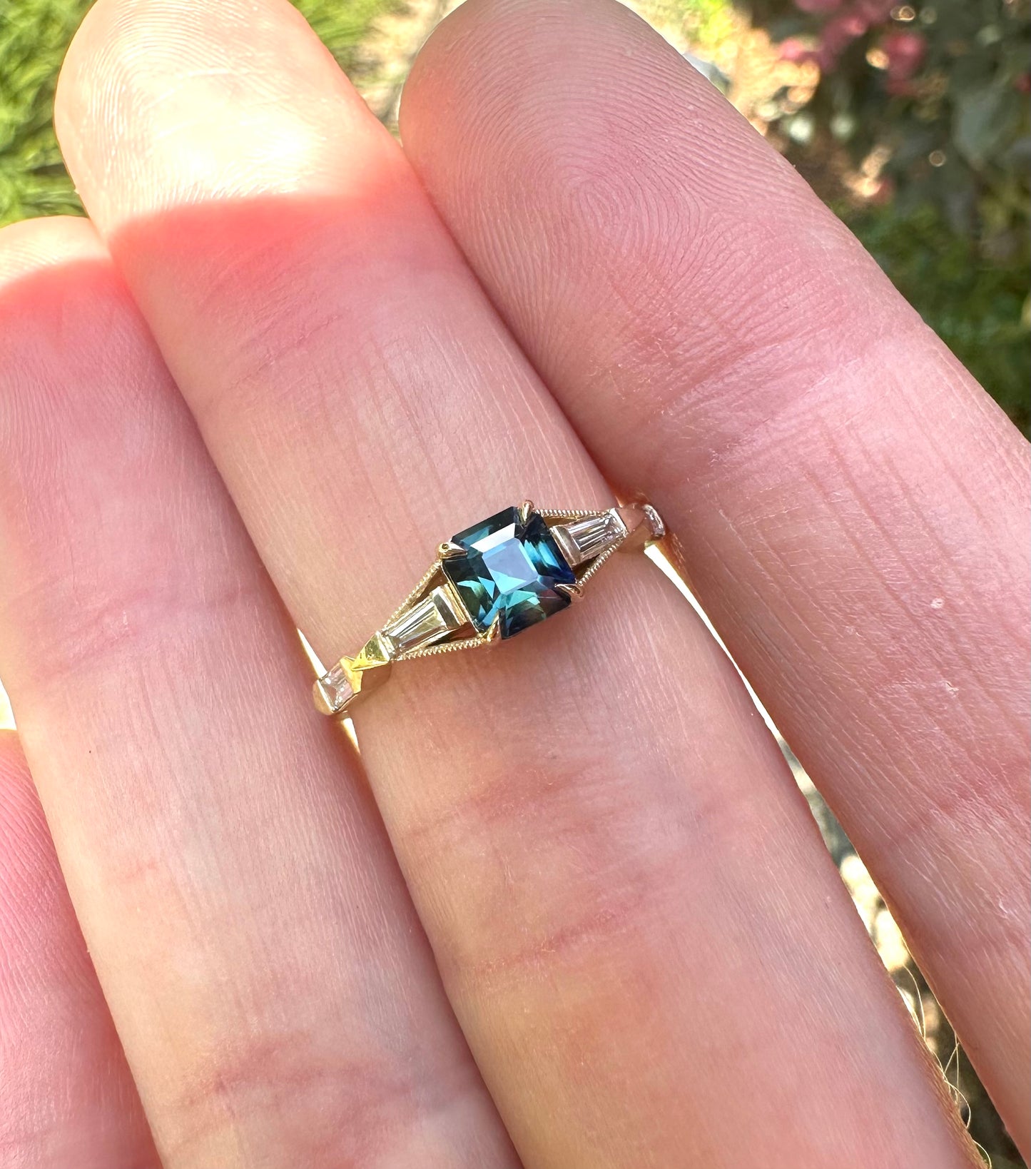Obel Ring With .9ct Teal Sapphire