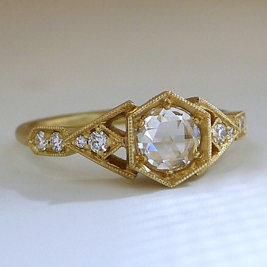 Abris Ring with White Rose Cut Diamond