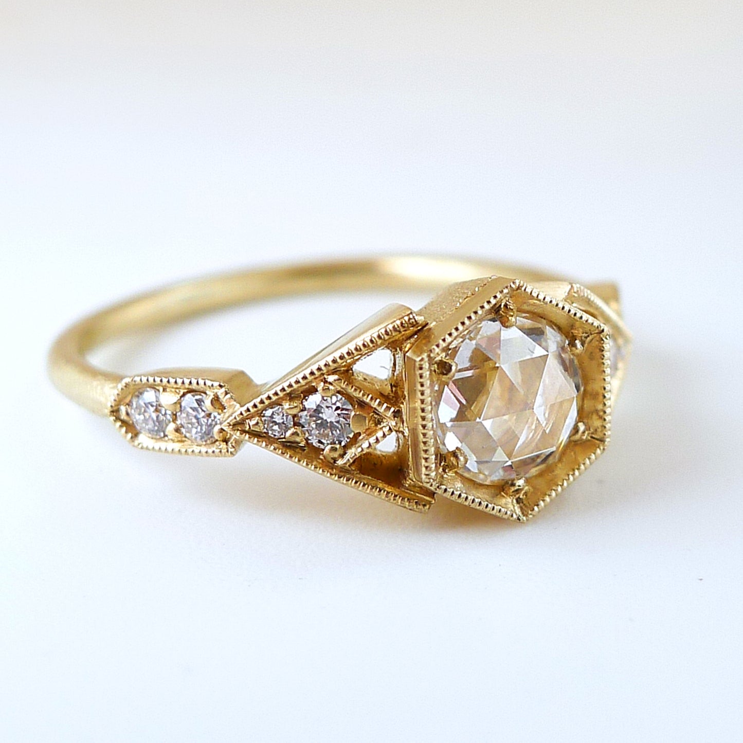 Abris Ring with White Rose Cut Diamond