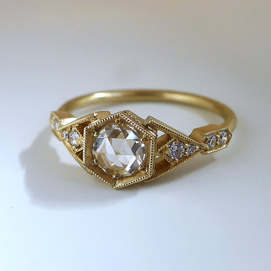 Abris Ring with White Rose Cut Diamond