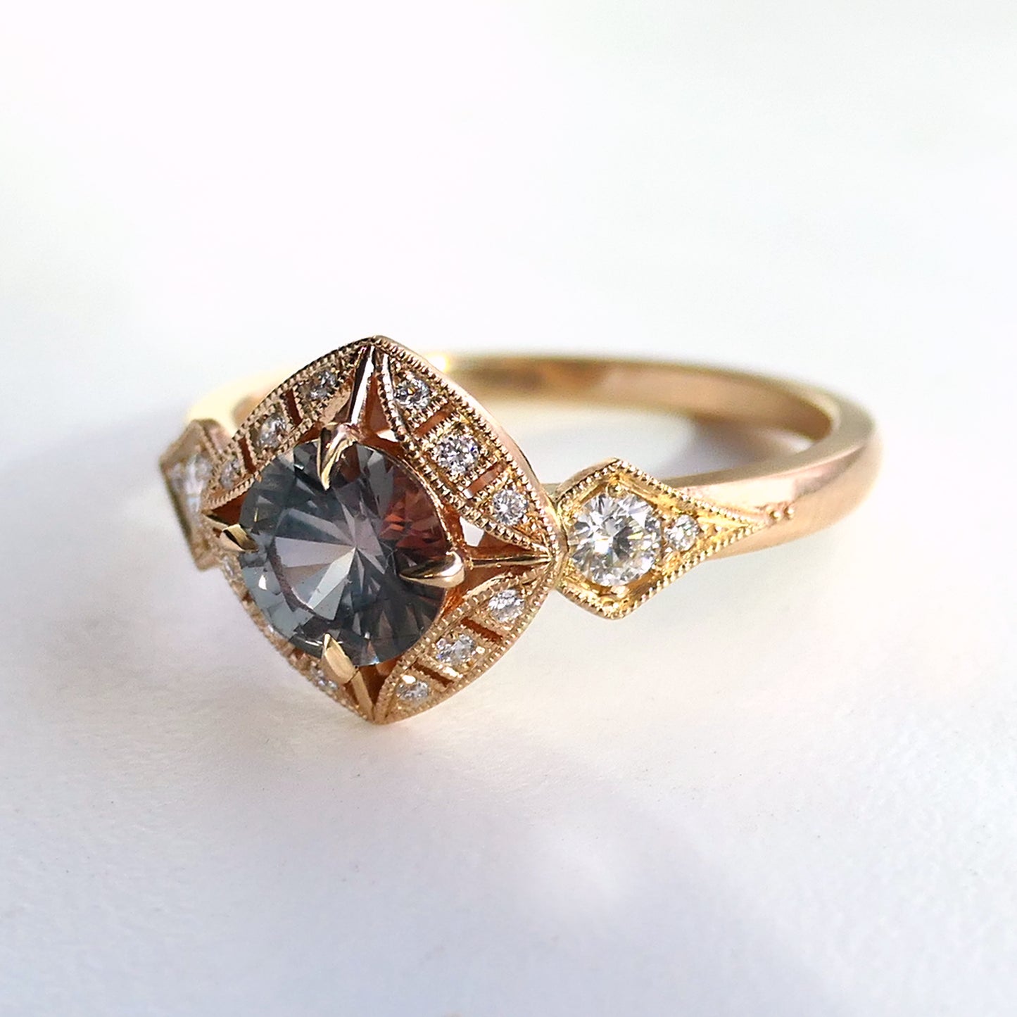 Basilea Ring With .87ct Bi-Color Sapphire
