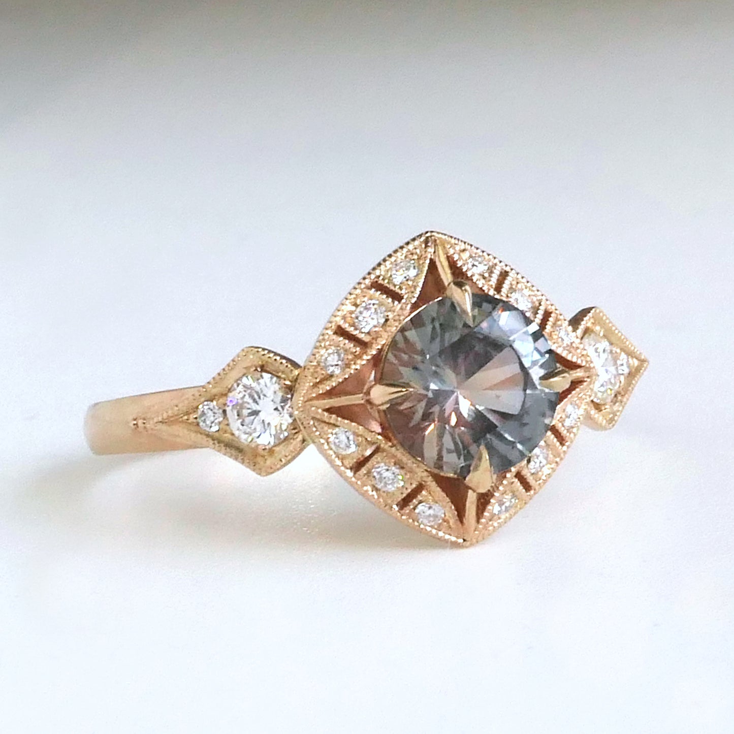 Basilea Ring With .87ct Bi-Color Sapphire