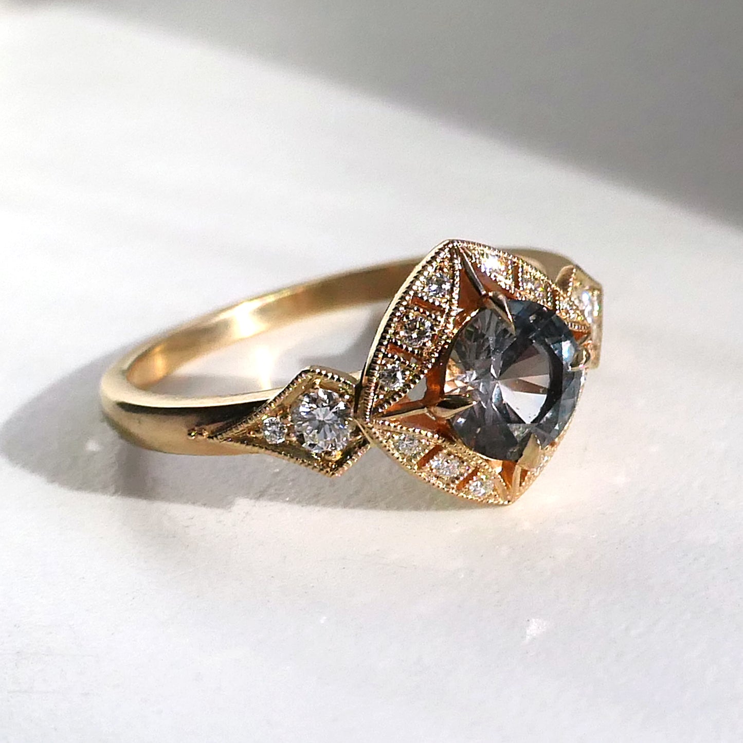 Basilea Ring With .87ct Bi-Color Sapphire