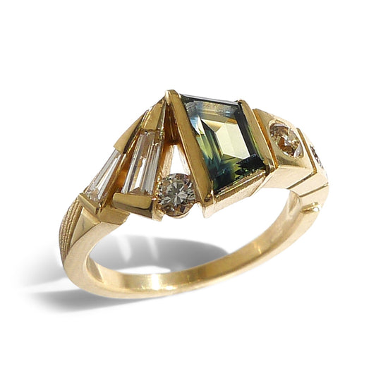 Composition Ring No.5 With Trapezoid Sapphire For Areeba (deposit)