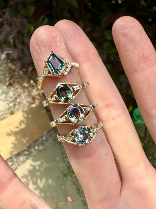 Composition Ring No.7 With Teal Sapphire