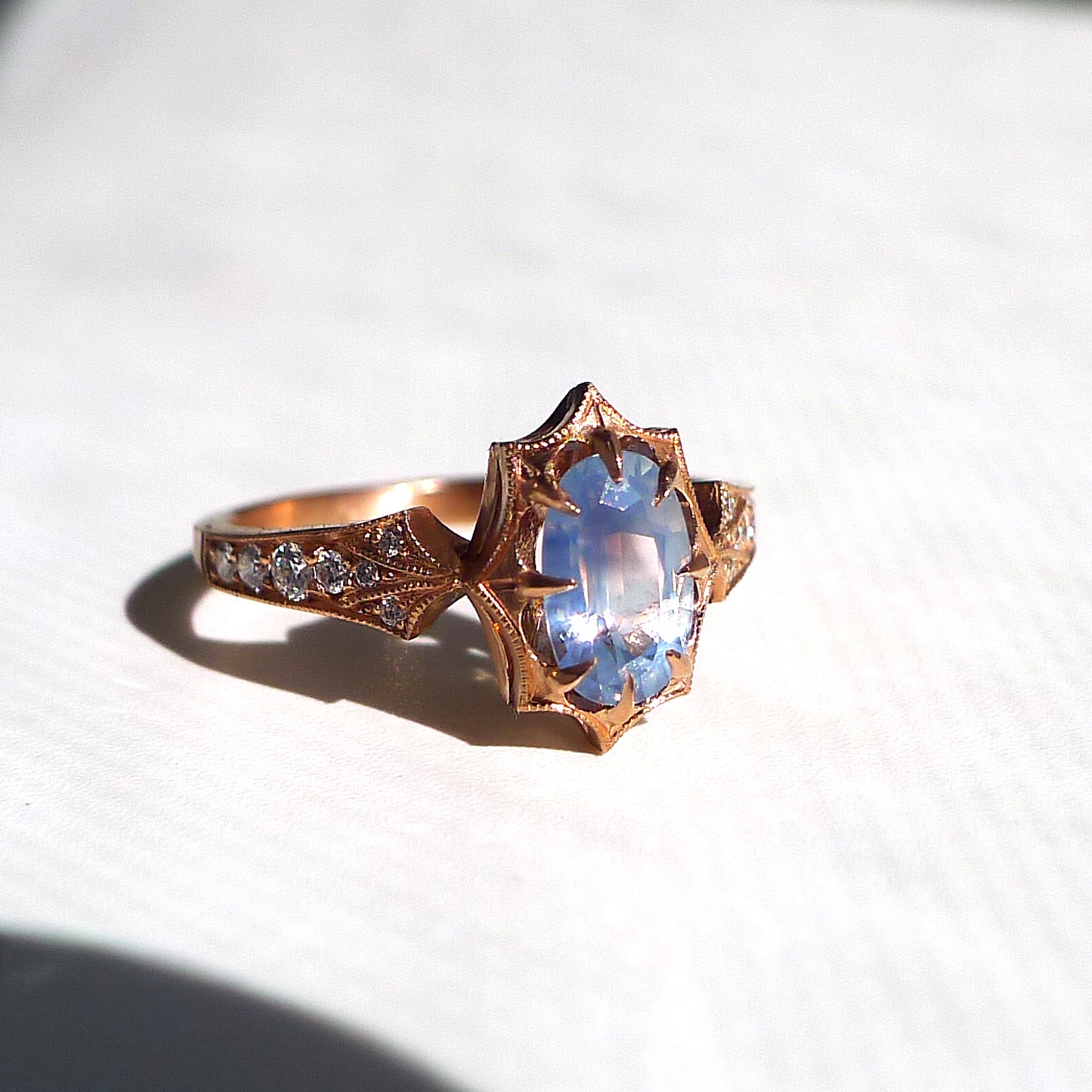 Dione Ring with Opalescent Sapphire