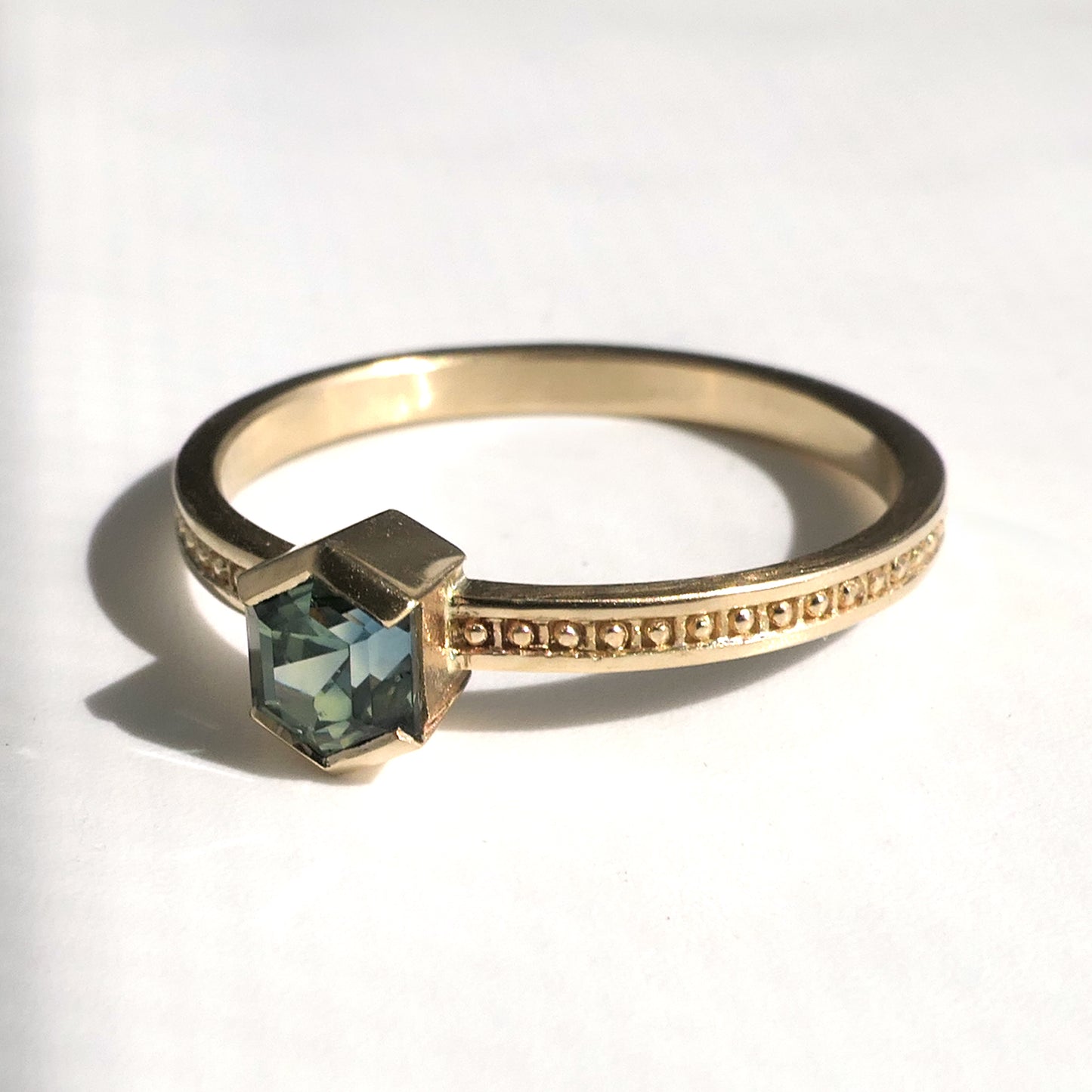 Plotted Ring With Hexagon Sapphire