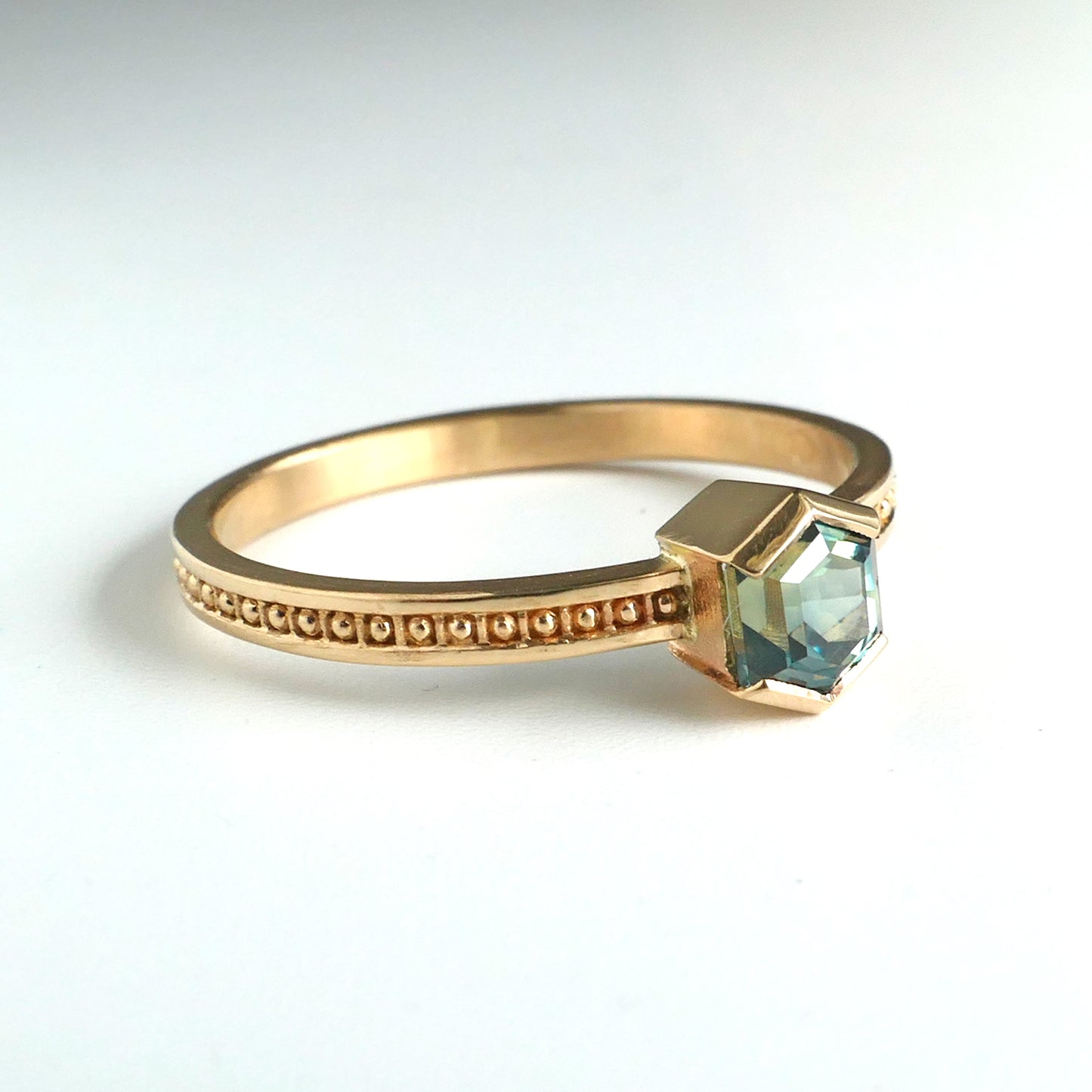 Plotted Ring With Hexagon Sapphire