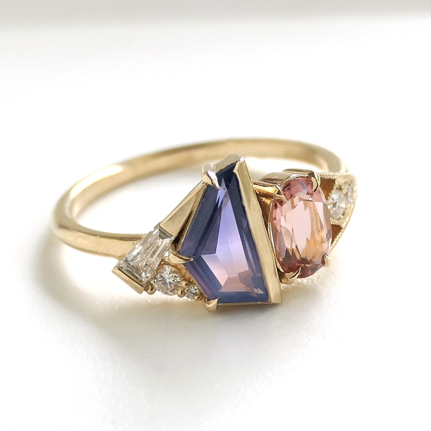 Composition Ring With Purple Sapphire and Pink Tourmaline
