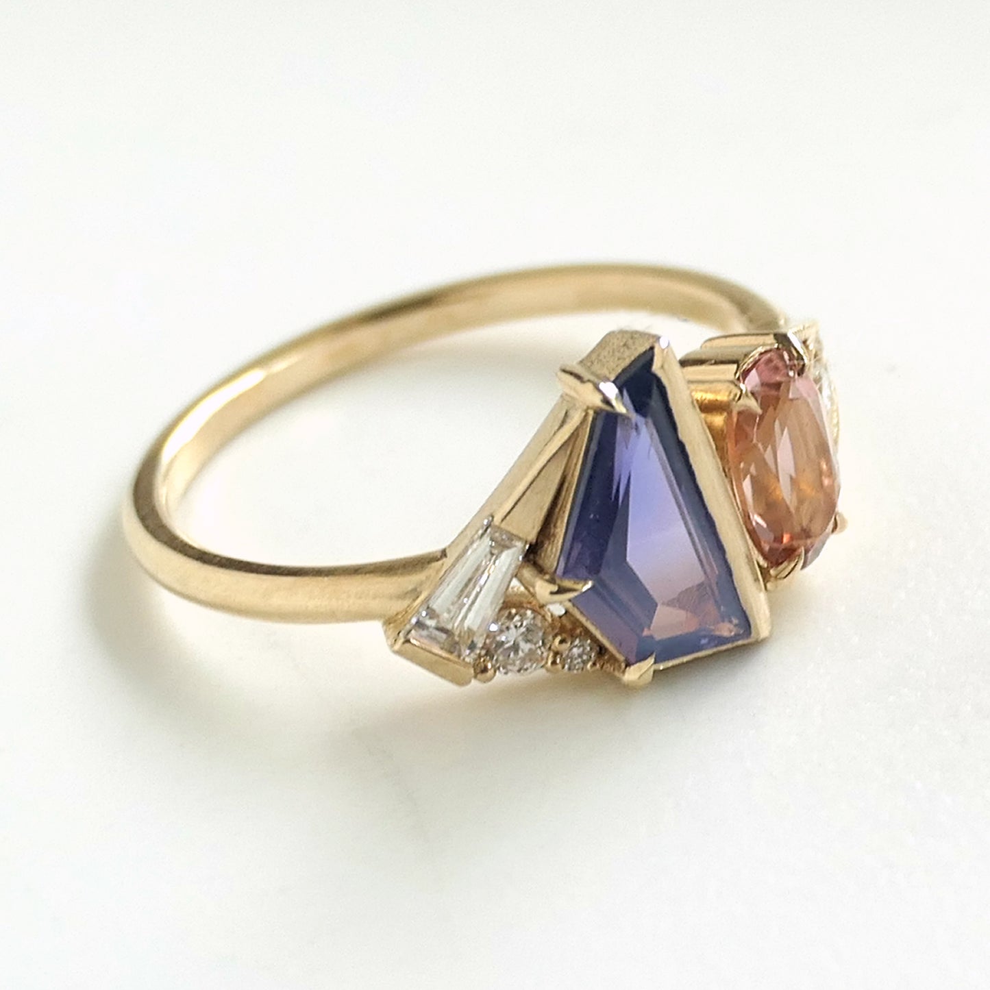 Composition Ring With Purple Sapphire and Pink Tourmaline