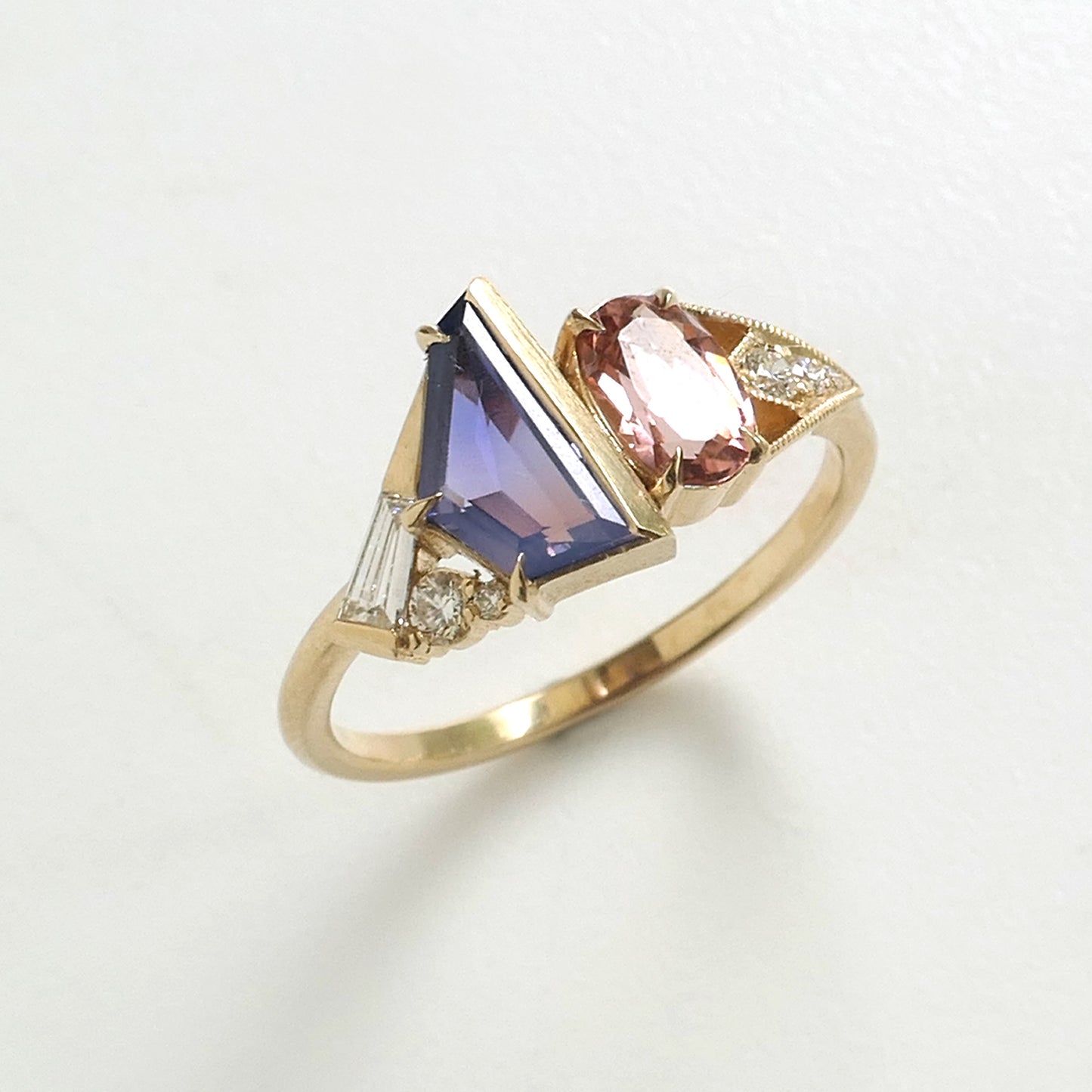 Composition Ring With Purple Sapphire and Pink Tourmaline
