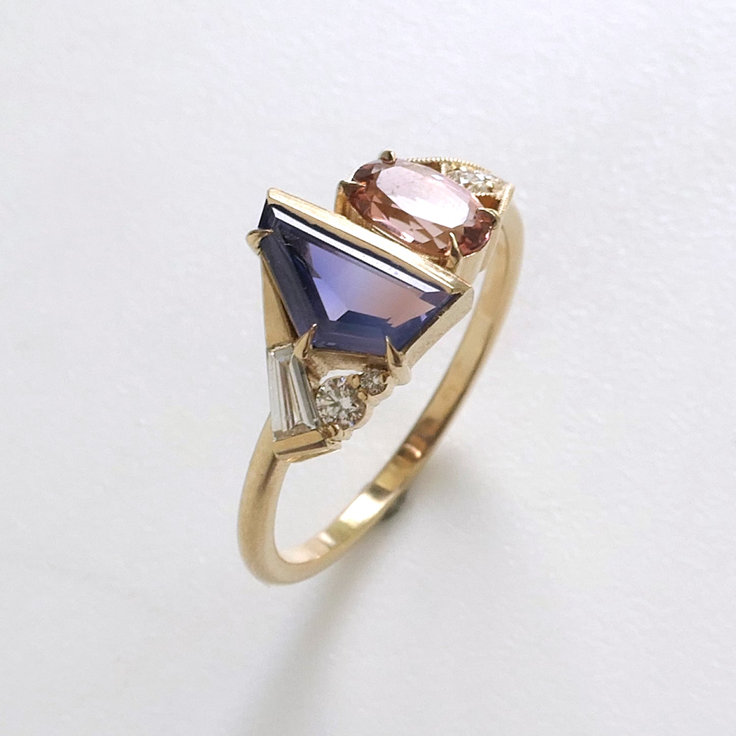Composition Ring With Purple Sapphire and Pink Tourmaline