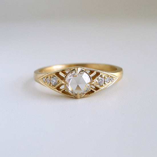 Isadora Ring With Tapered Shank and White Rosecut