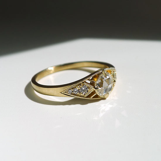 Isadora Ring With Tapered Shank and White Rosecut