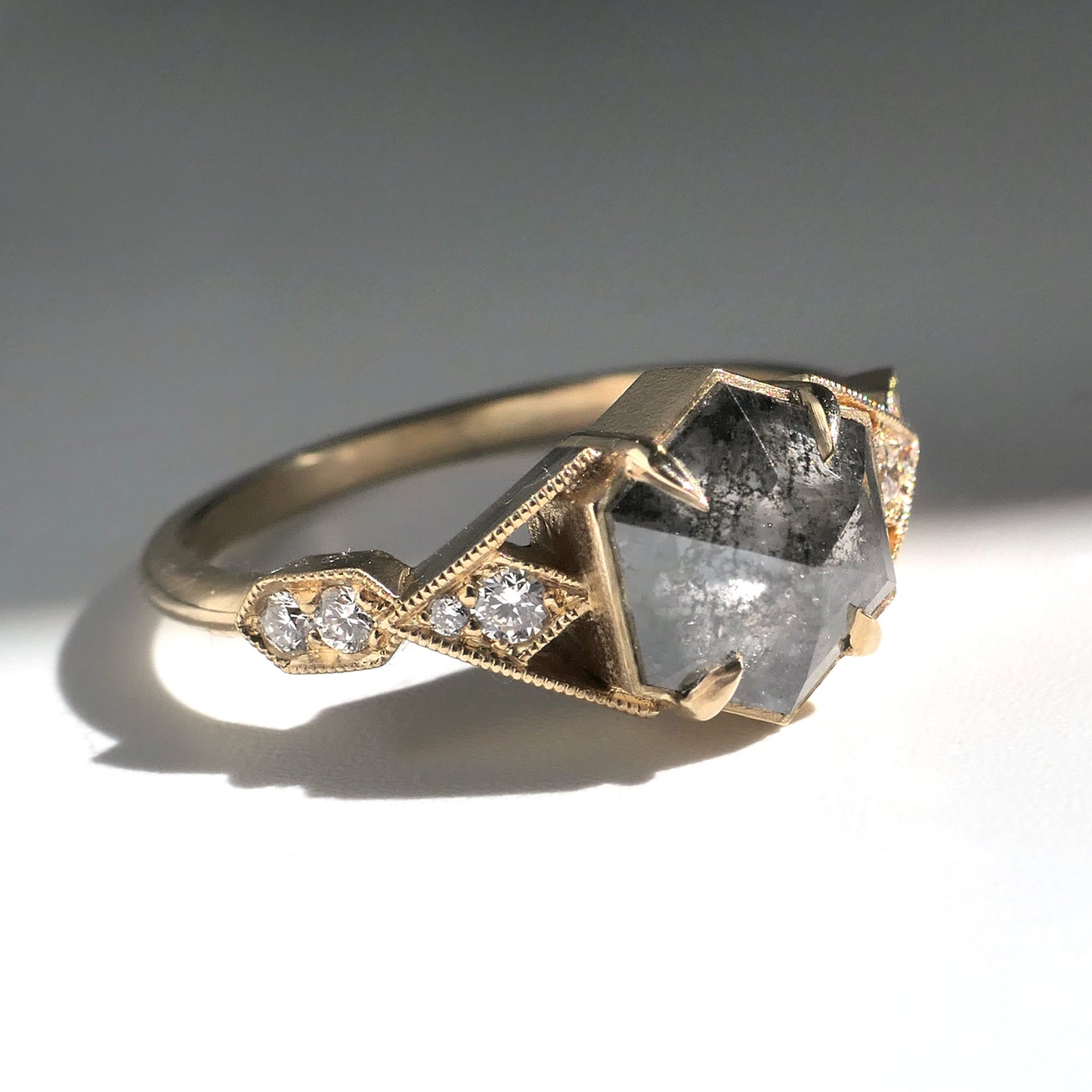 Casia Ring With 1.52ct Salt and Pepper Diamond