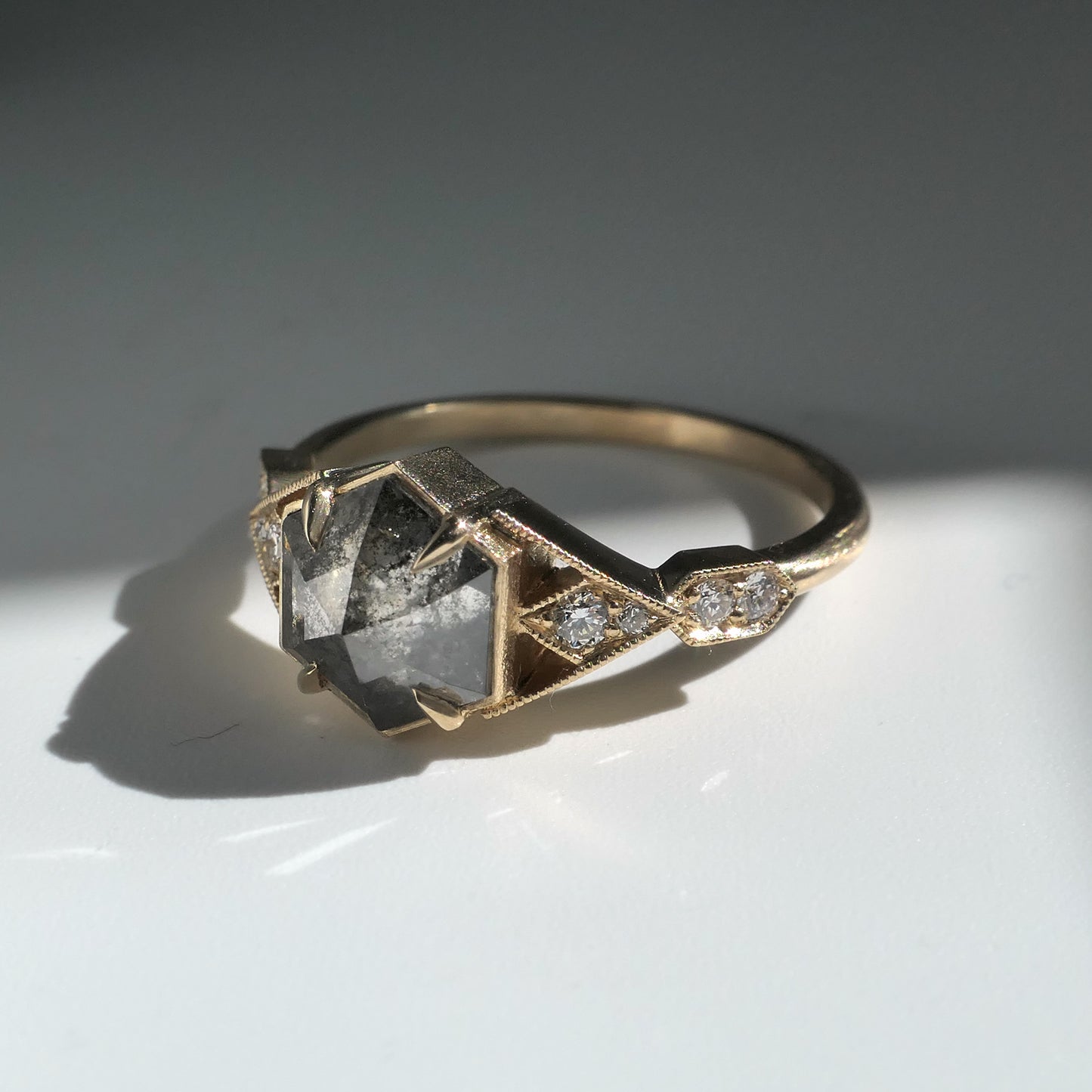 Casia Ring With 1.52ct Salt and Pepper Diamond