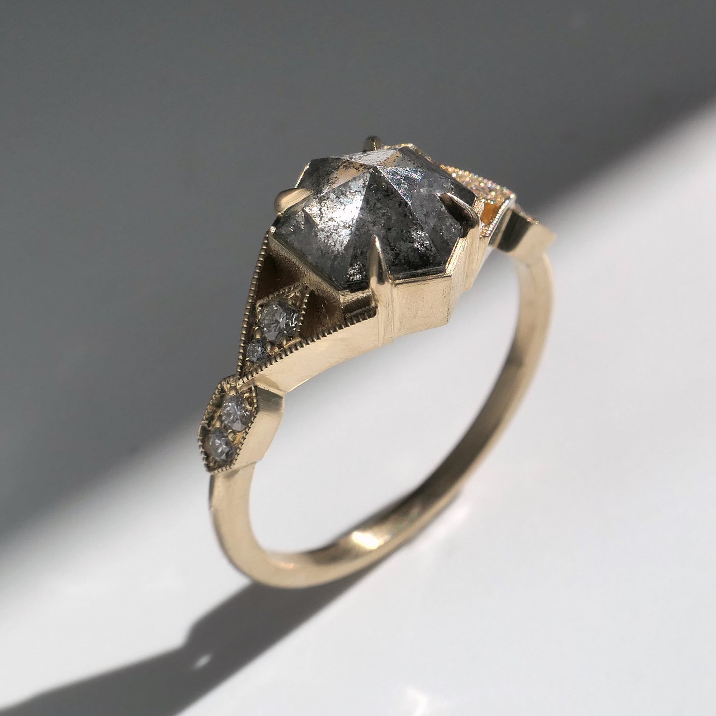 Casia Ring With 1.52ct Salt and Pepper Diamond