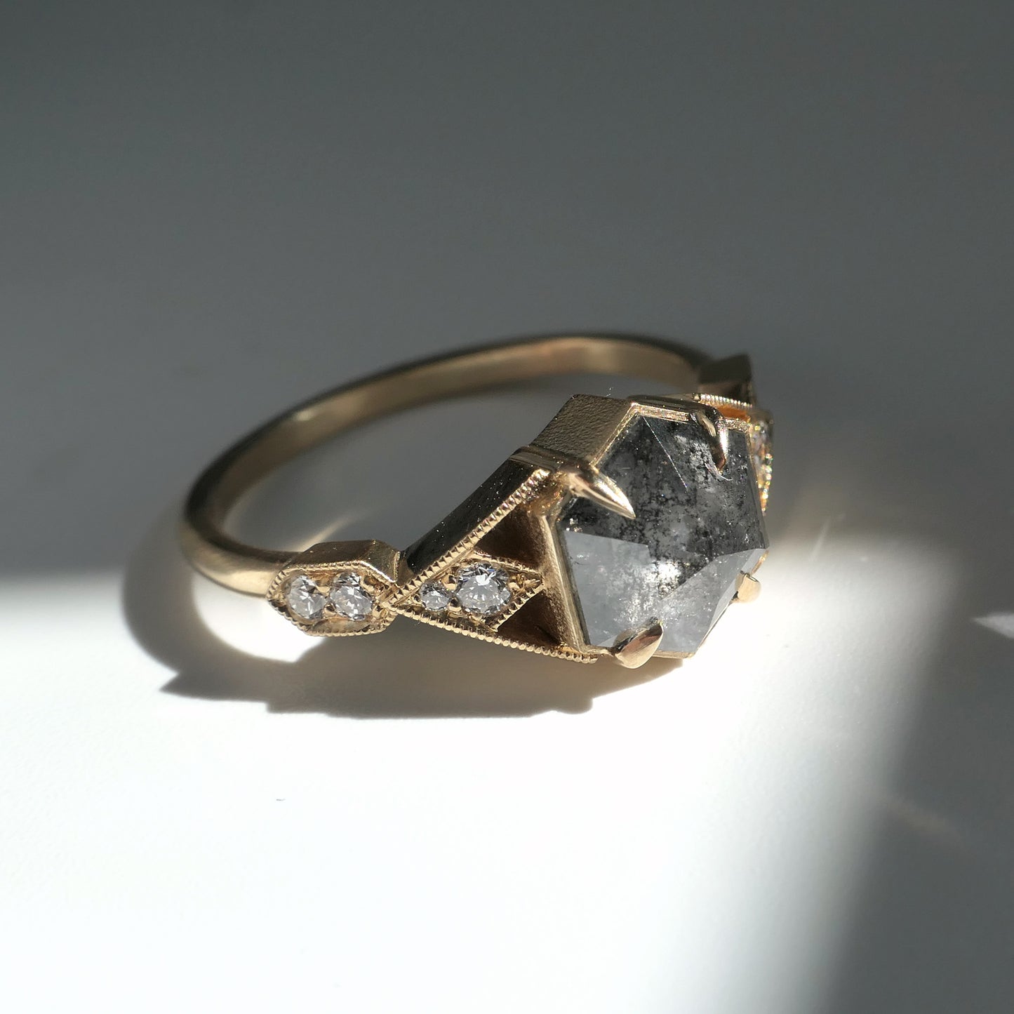 Casia Ring With 1.52ct Salt and Pepper Diamond
