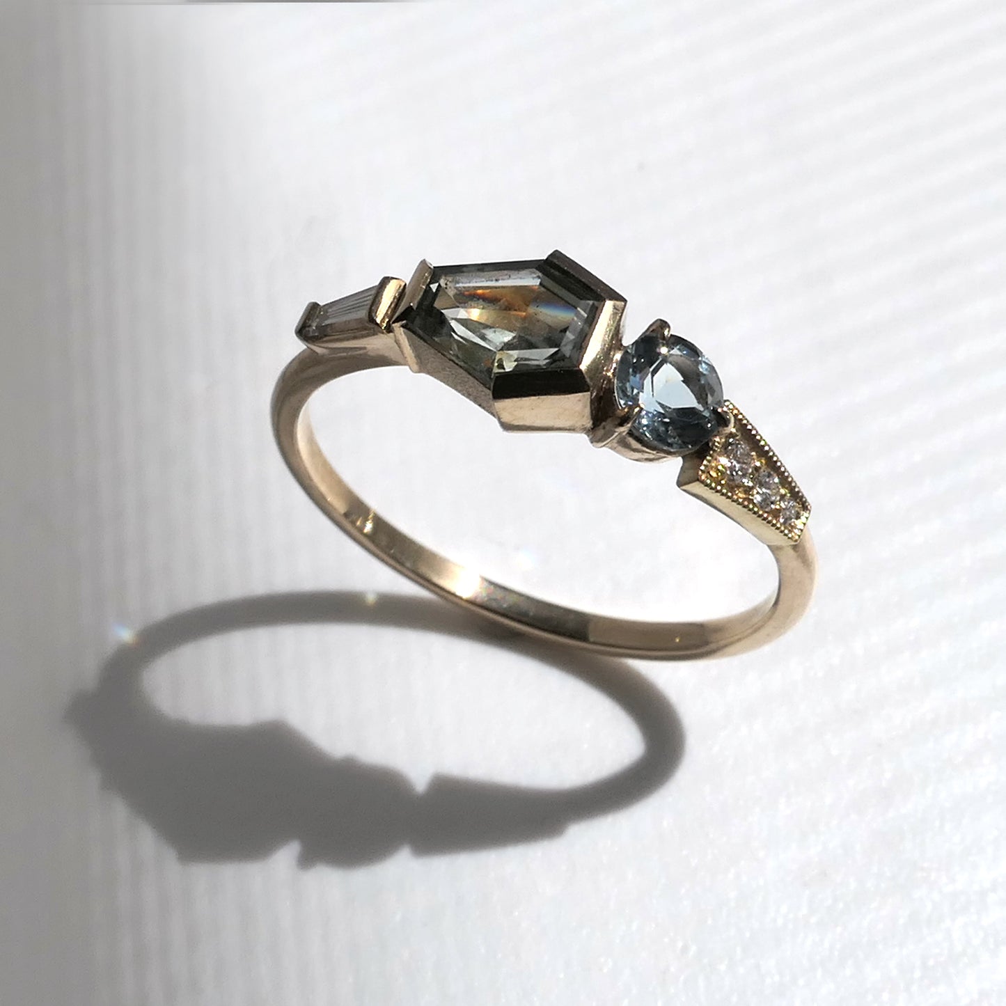 Composition Ring With Montana Sapphire And Aquamarine