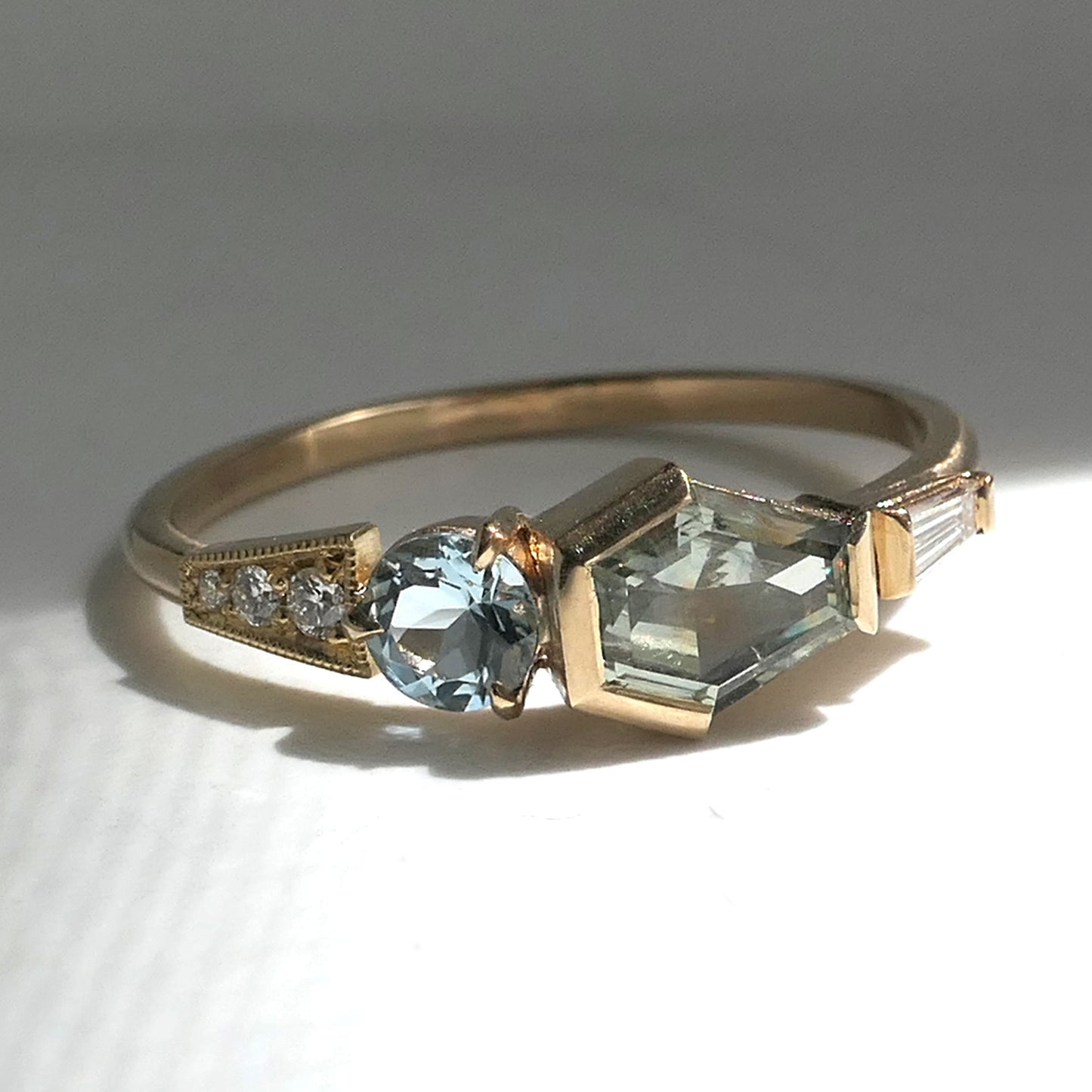 Composition Ring With Montana Sapphire And Aquamarine
