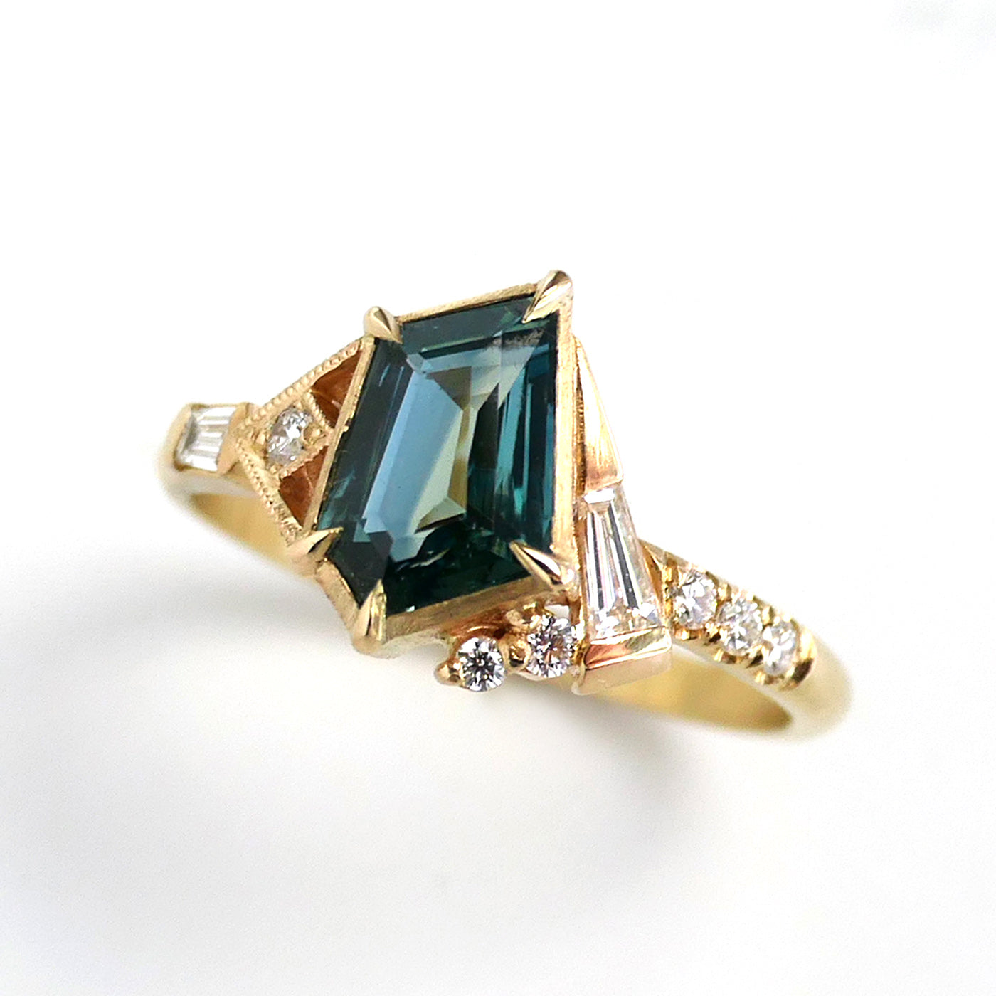 Composition Ring No.7 With Teal Sapphire