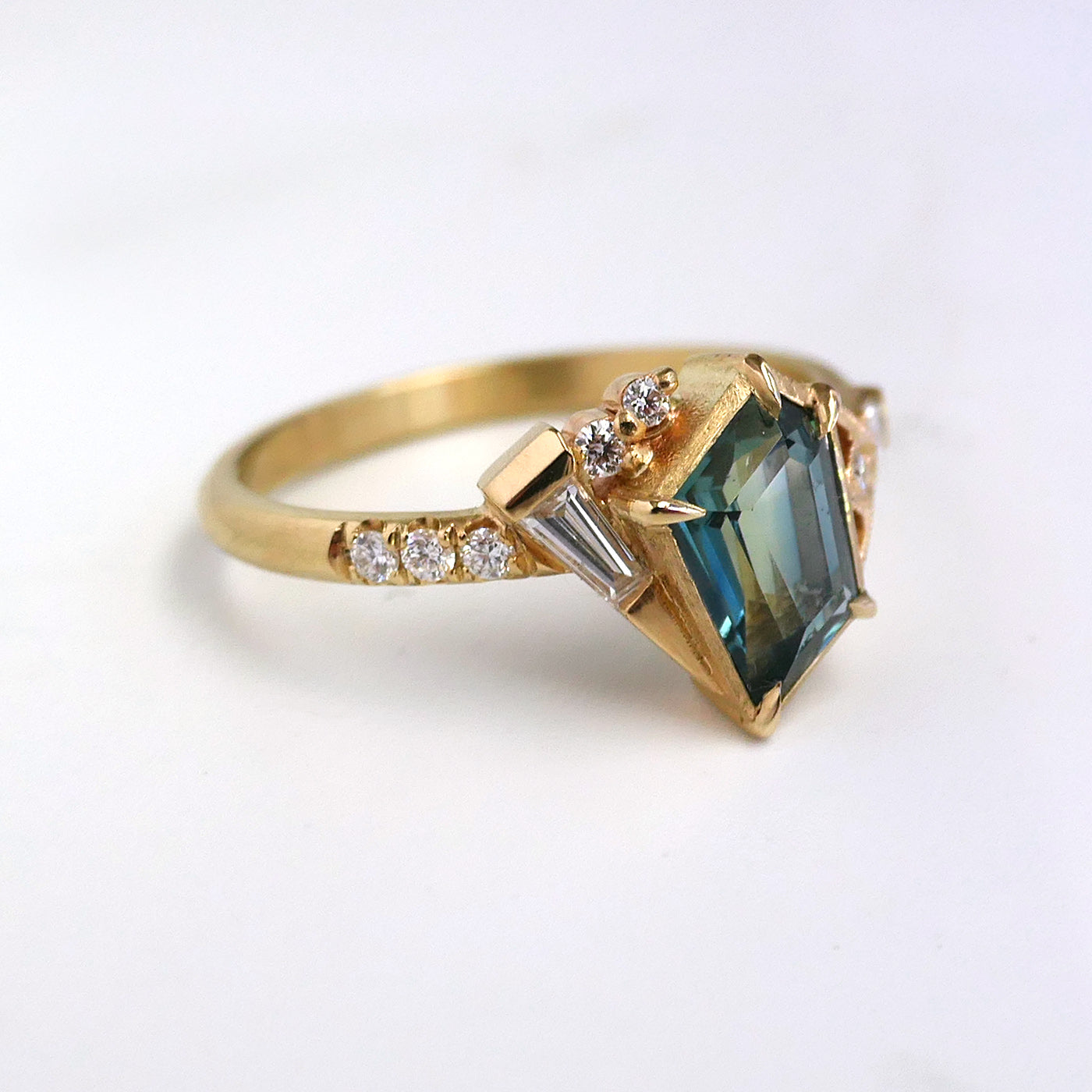 Composition Ring No.7 With Teal Sapphire