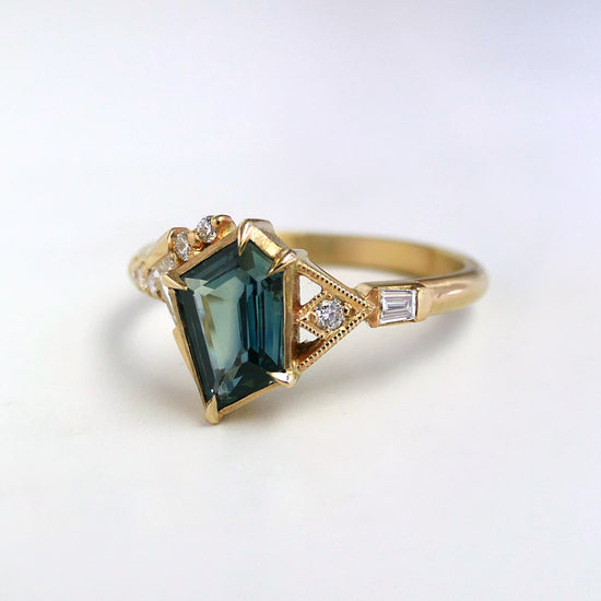 Composition Ring No.7 With Teal Sapphire