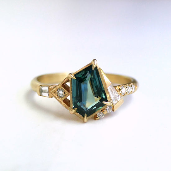 Composition Ring No.7 With Teal Sapphire