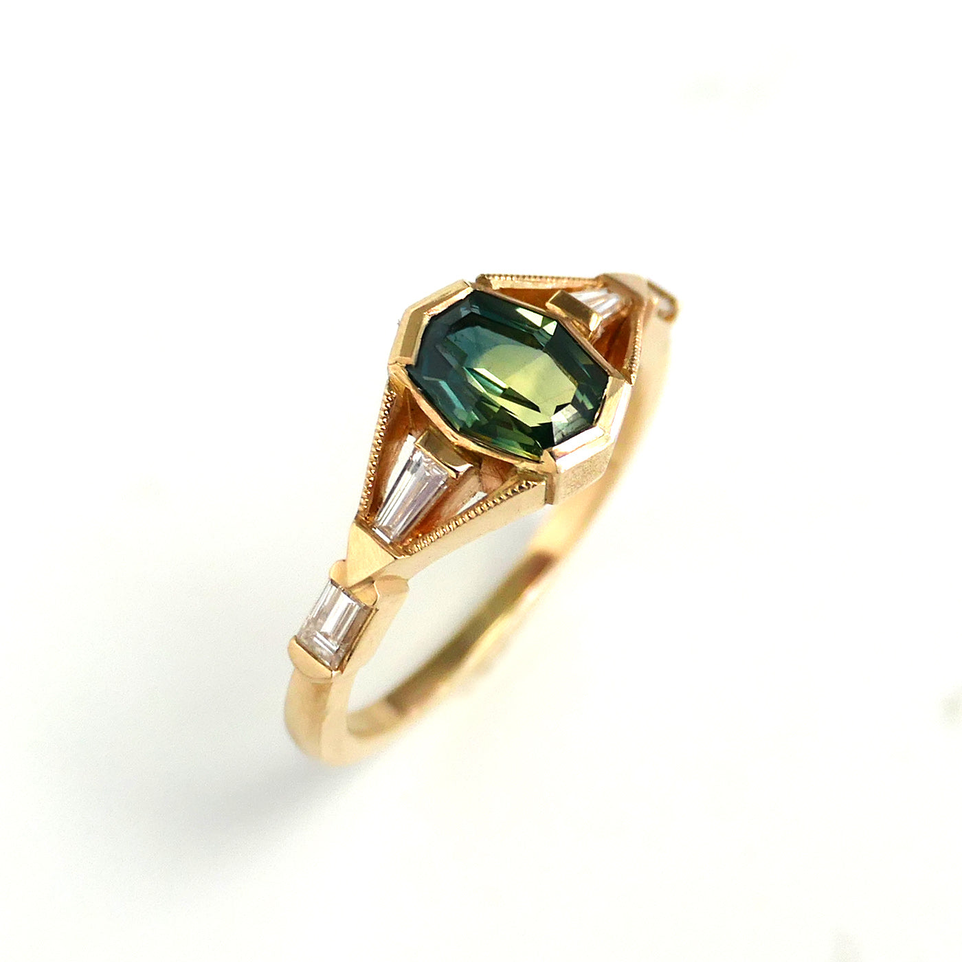 Obel Ring With Blue green Sapphire