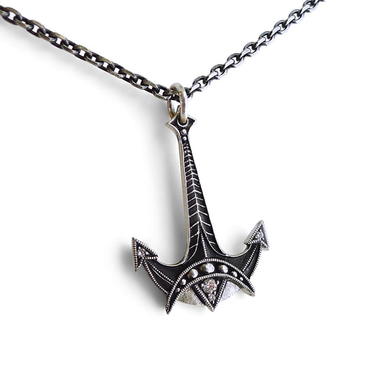 Jonah's Anchor Pendant in Oxidized Silver