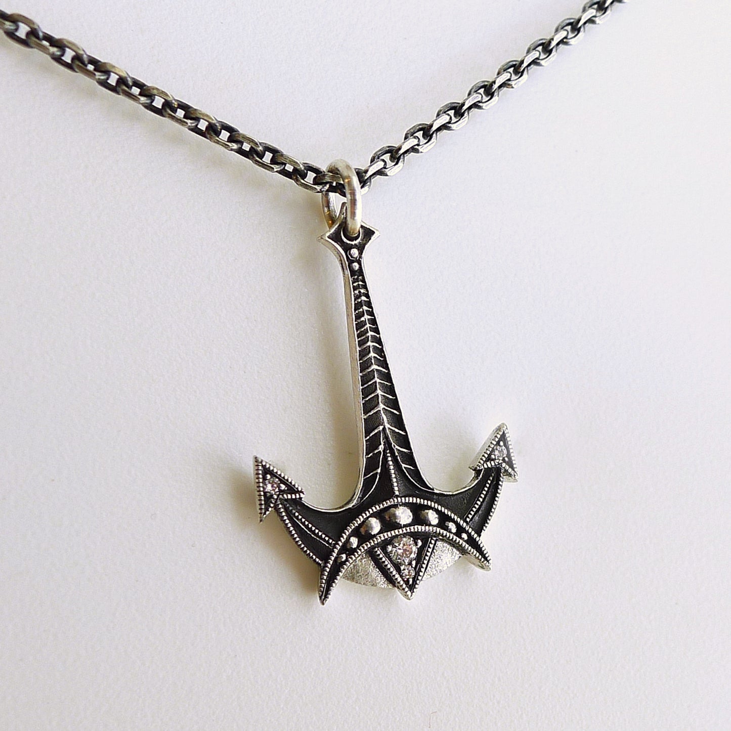 Jonah's Anchor Pendant in Oxidized Silver