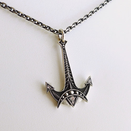 Jonah's Anchor Pendant in Oxidized Silver