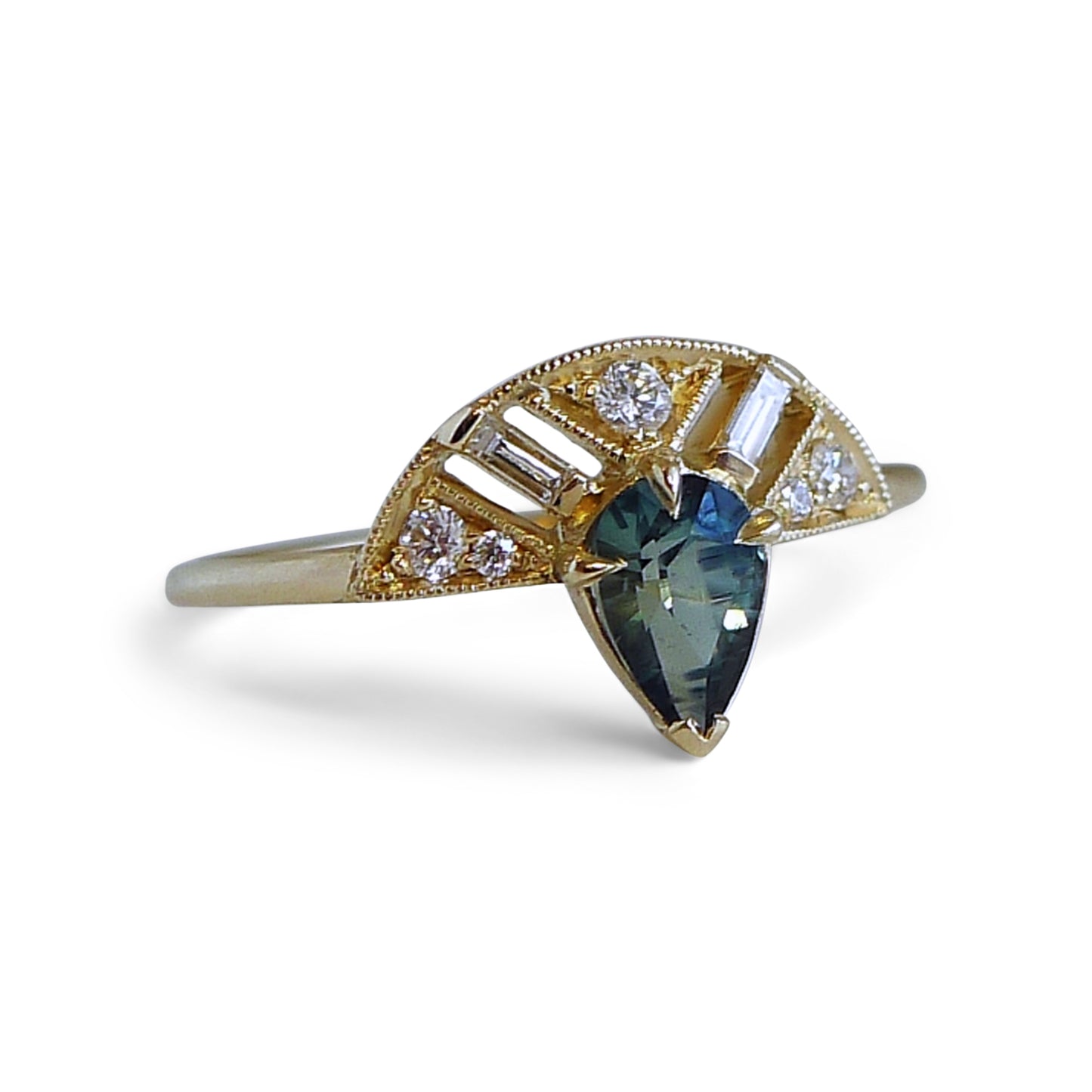 Leanne Ring With Pear Montana Sapphire