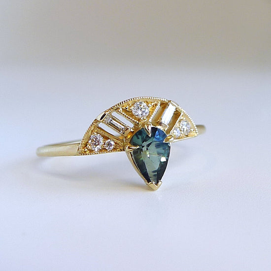 Leanne Ring With Pear Montana Sapphire
