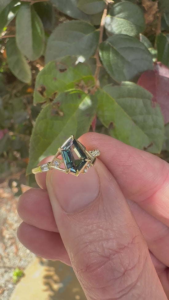 Load and play video in Gallery viewer, Composition Ring No.7 With Teal Sapphire

