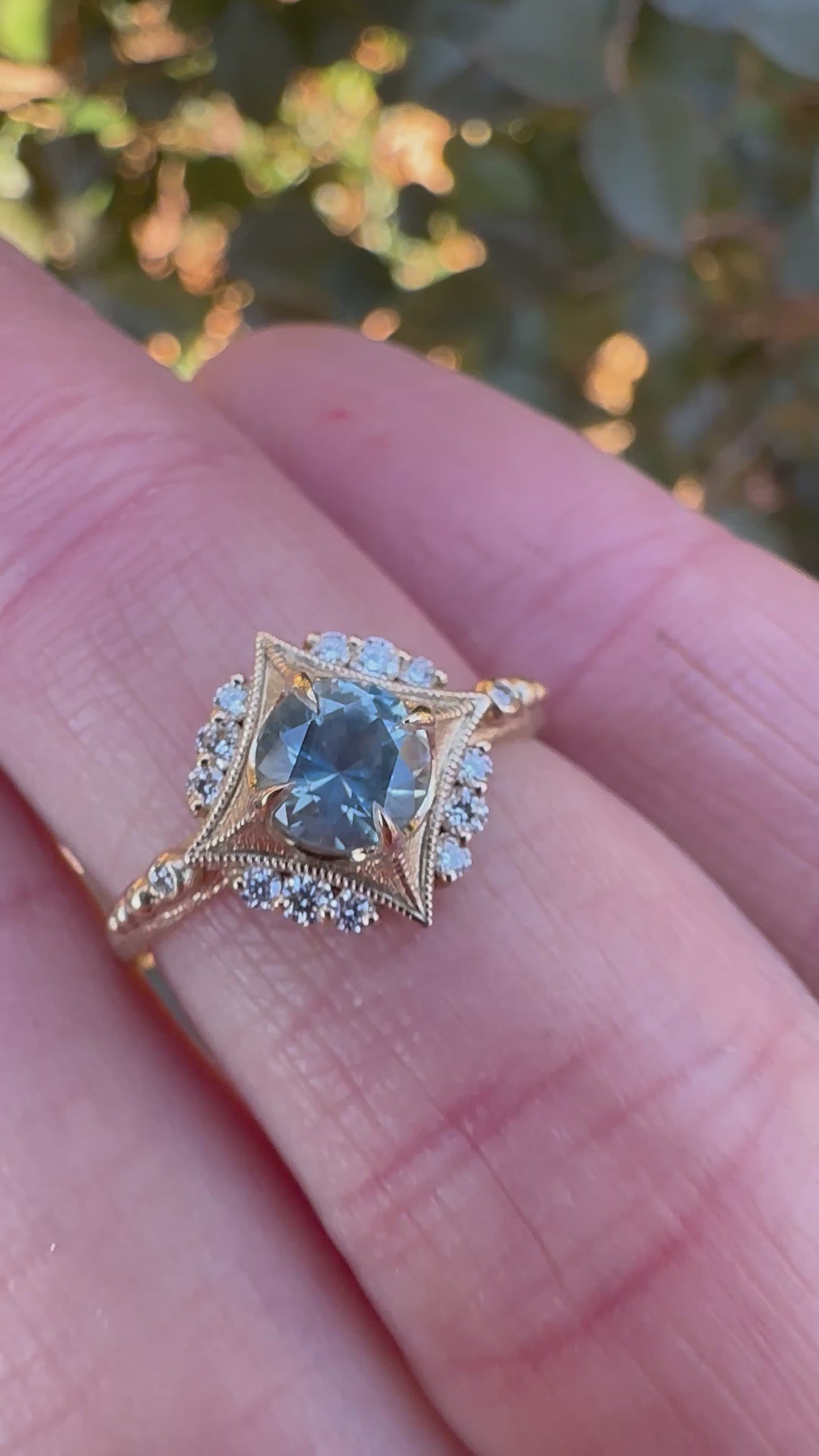 Load and play video in Gallery viewer, Sabine Nova Ring with Light Teal Sapphire
