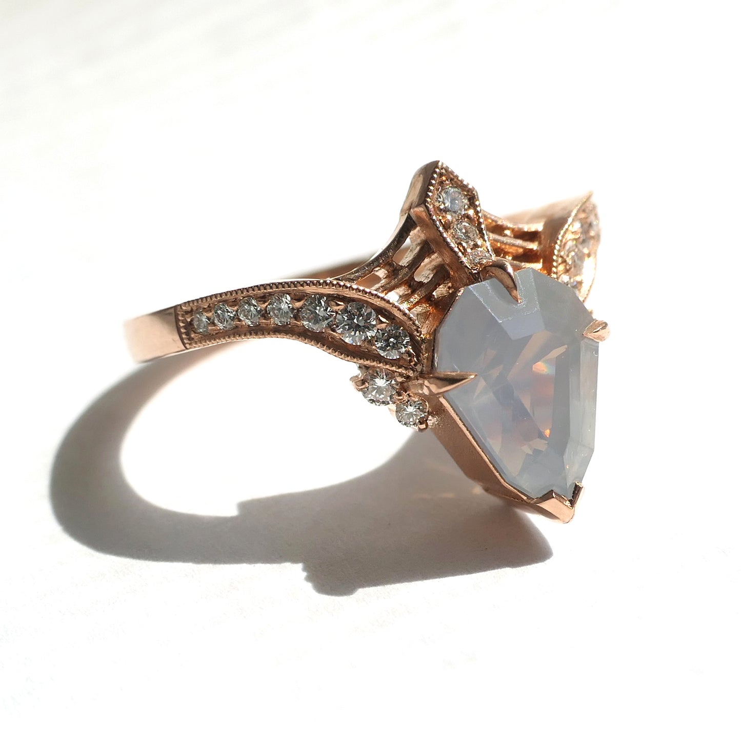 Protea Ring With Opalescent Sapphire
