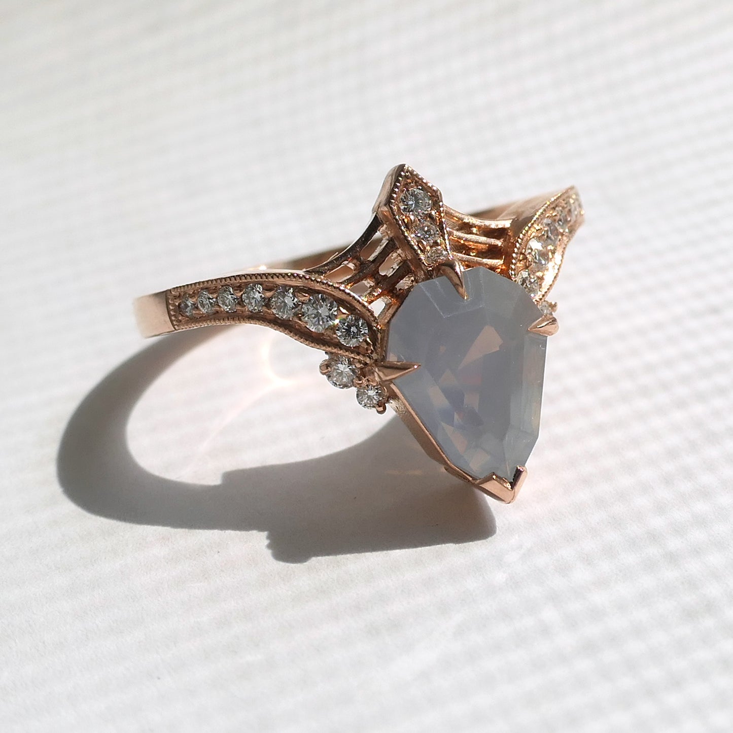 Protea Ring With Opalescent Sapphire
