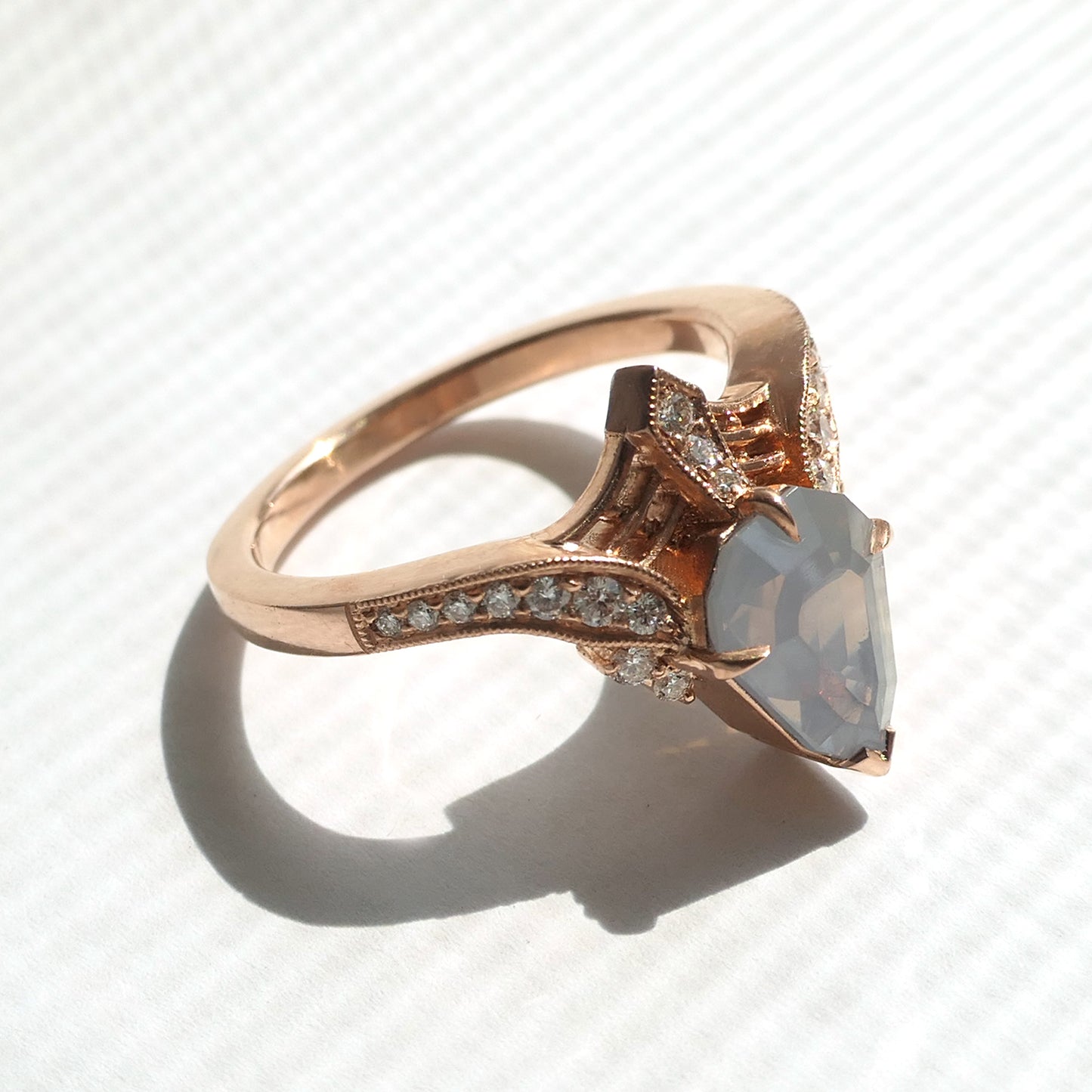 Protea Ring With Opalescent Sapphire