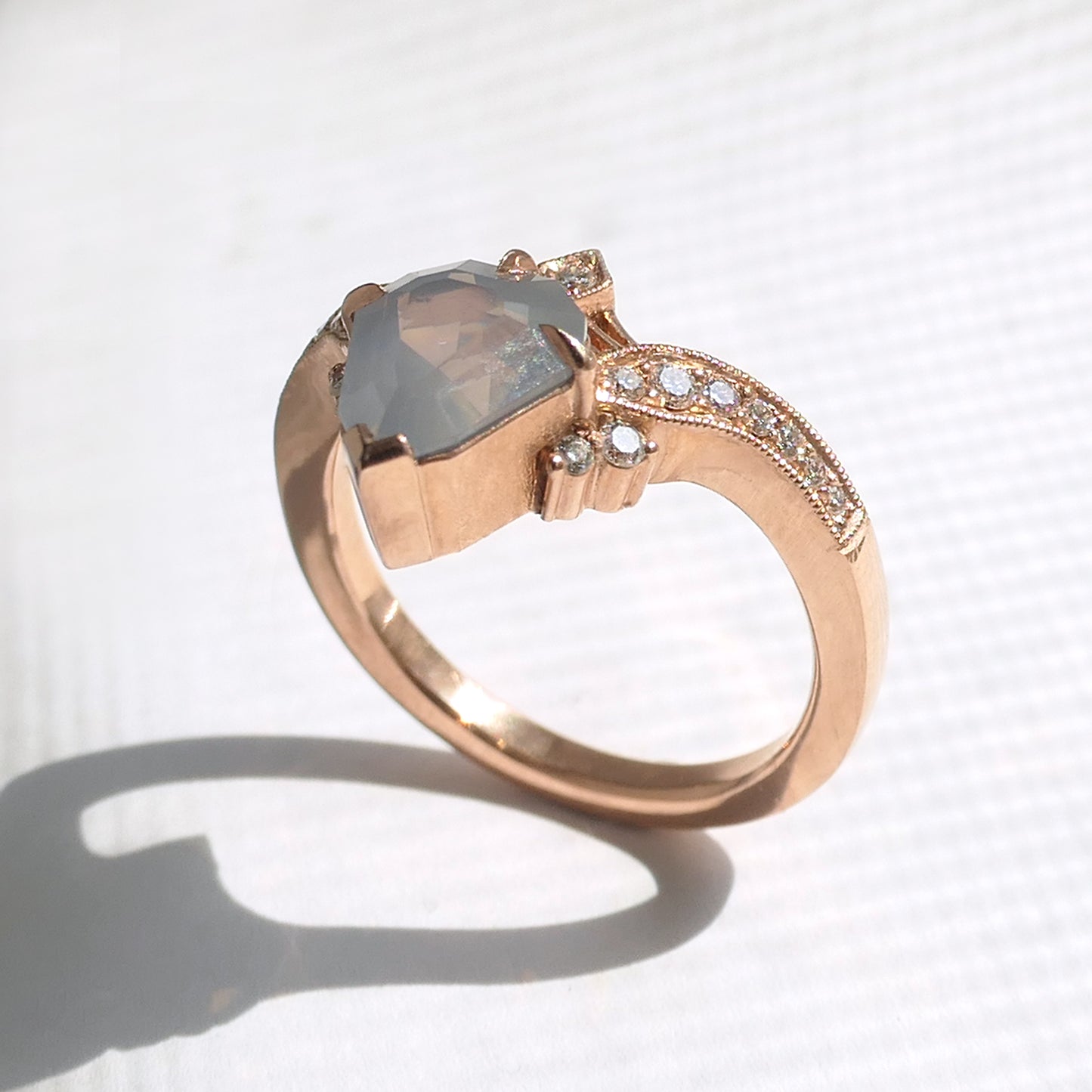 Protea Ring With Opalescent Sapphire