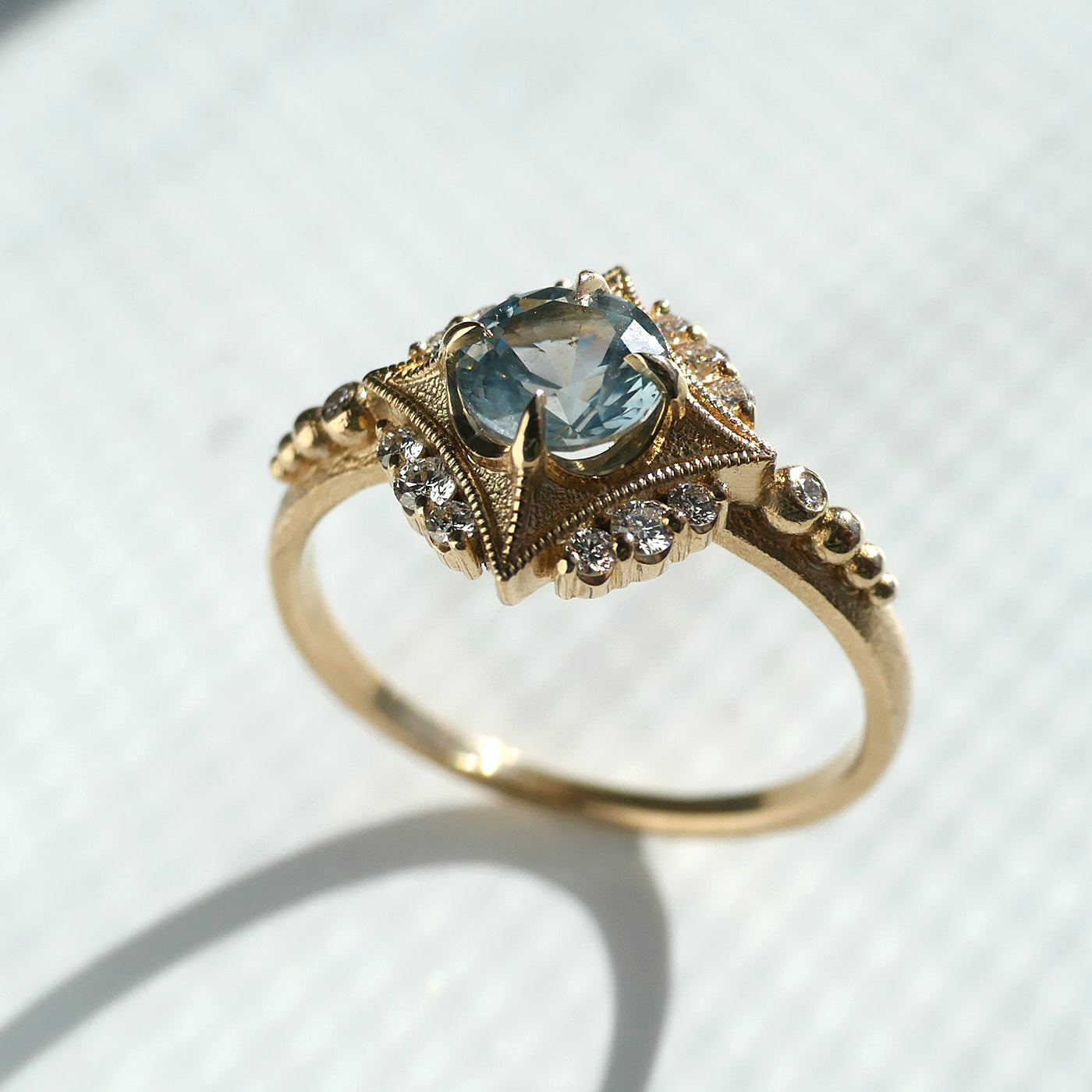 Sabine Nova Ring with Light Teal Sapphire