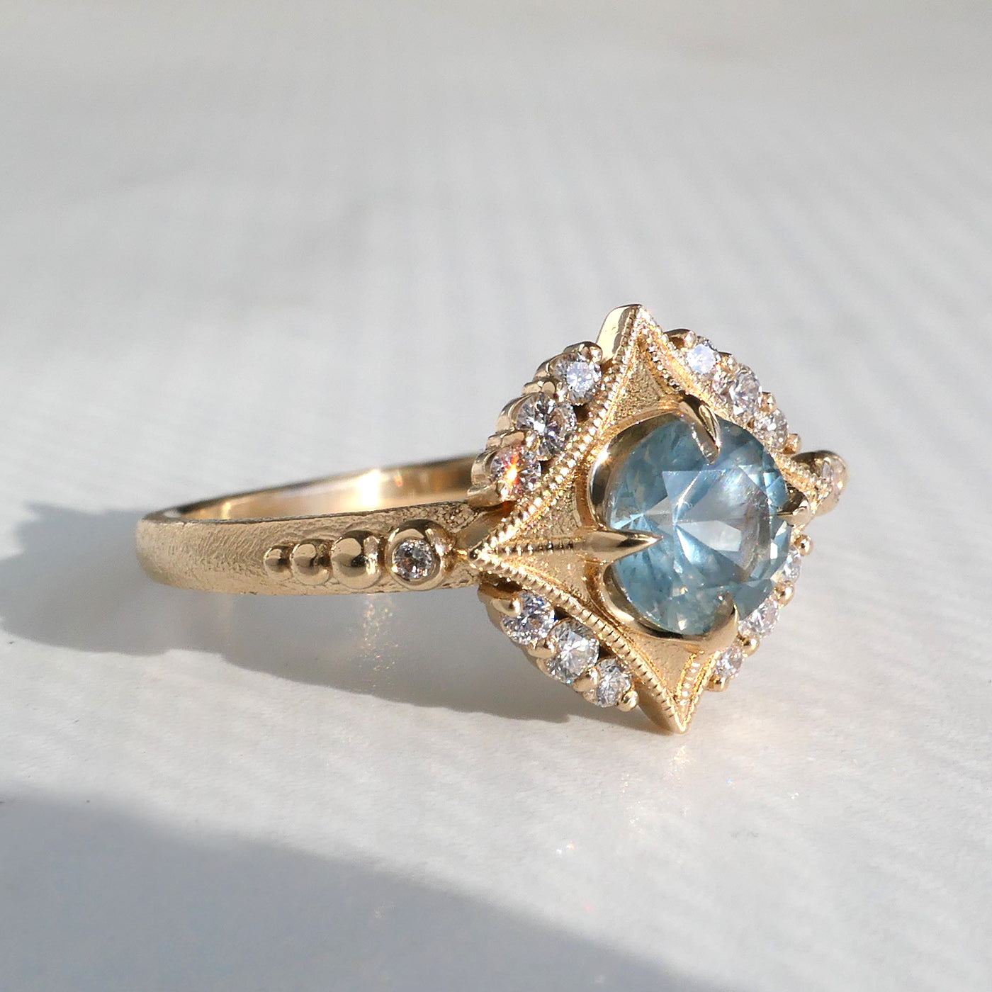 Sabine Nova Ring with Light Teal Sapphire