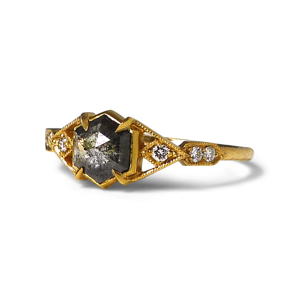 Casia Vestra Ring with Salt and Pepper Diamond