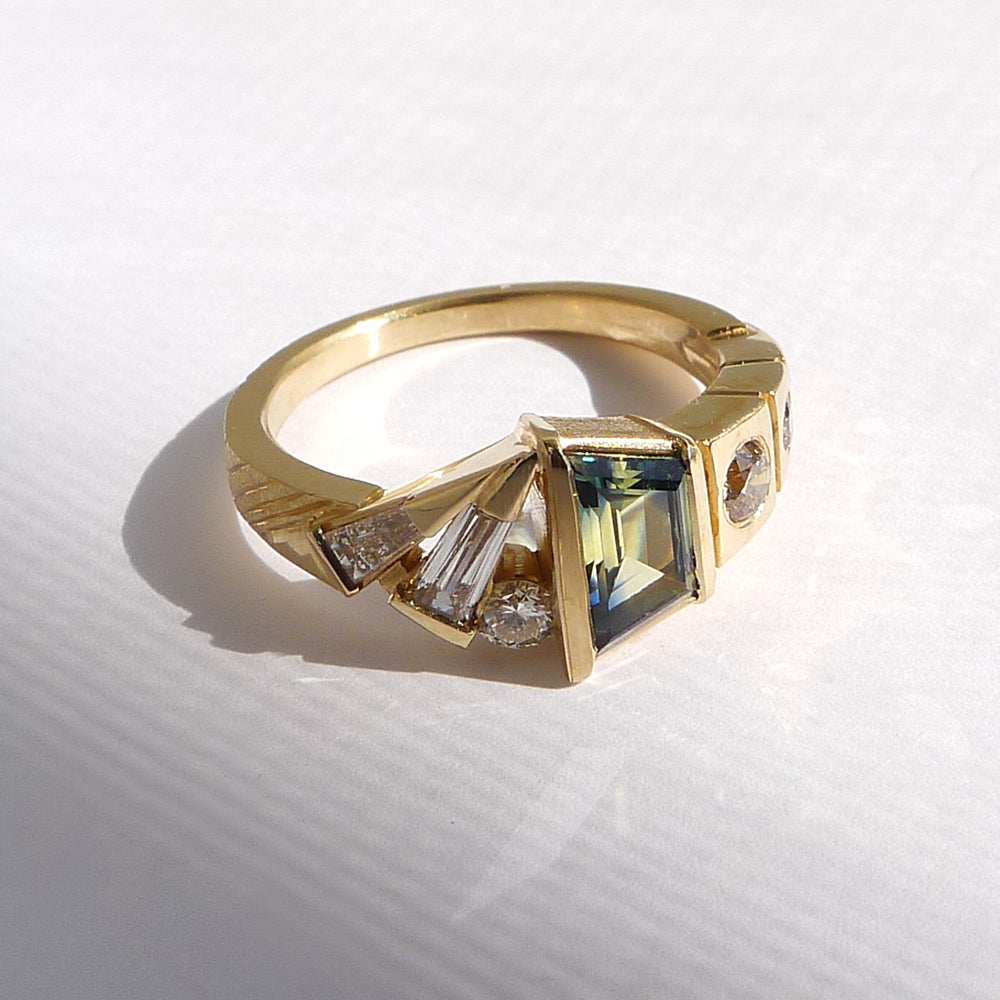 
            
                Load image into Gallery viewer, Composition Ring No.5 With Trapezoid Sapphire
            
        